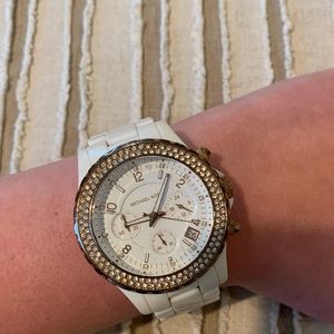 White and rose gold Michael Kors watch